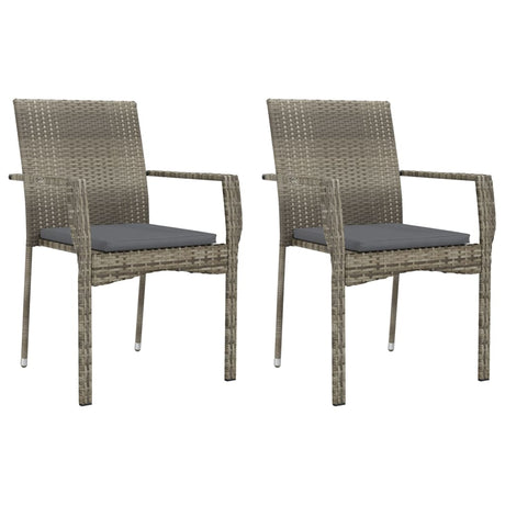Vidaxl tuinstoelen 2 st met kussens poly rattan grijs