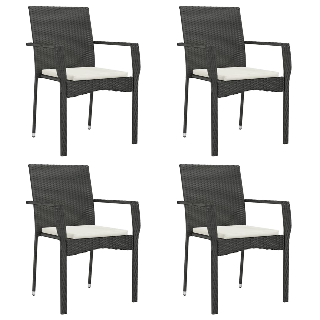 Vidaxl tuinstoelen 4 st met kussens poly rattan zwart
