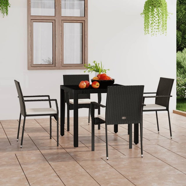 Vidaxl tuinstoelen 4 st met kussens poly rattan zwart