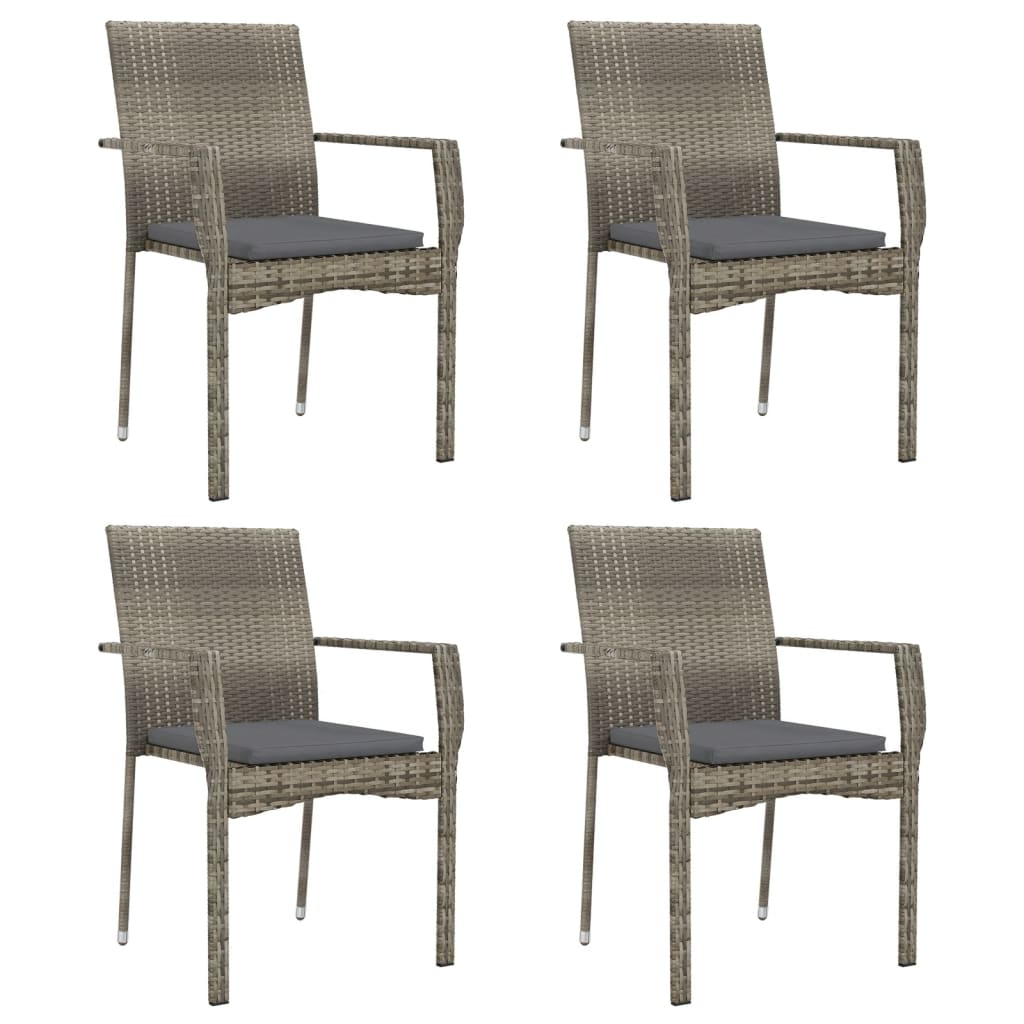 Vidaxl tuinstoelen 4 st met kussens poly rattan grijs