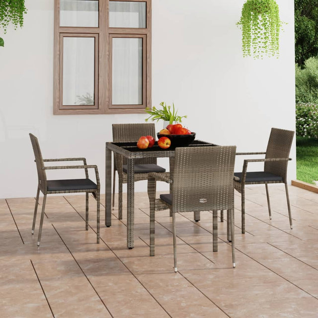Vidaxl tuinstoelen 4 st met kussens poly rattan grijs
