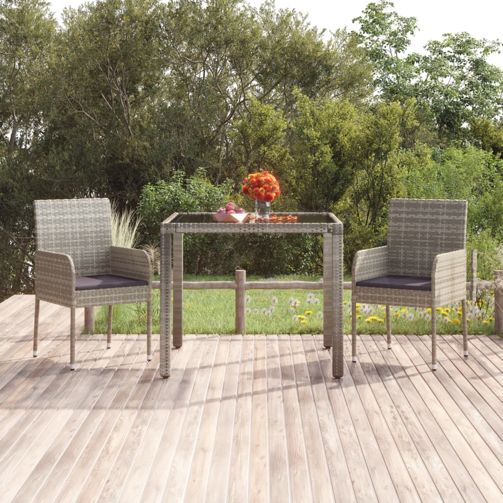 Vidaxl tuinstoelen 2 st met kussens poly rattan grijs