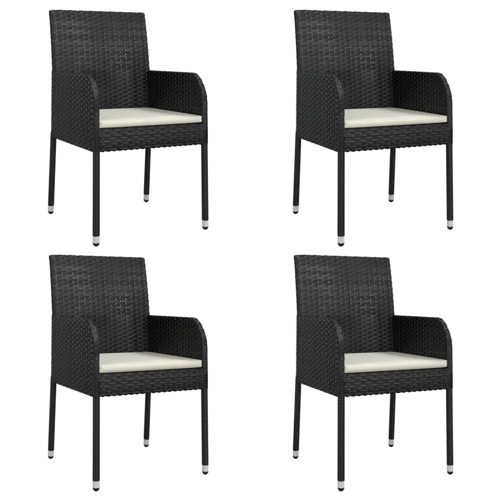 Vidaxl tuinstoelen 4 st met kussens poly rattan zwart