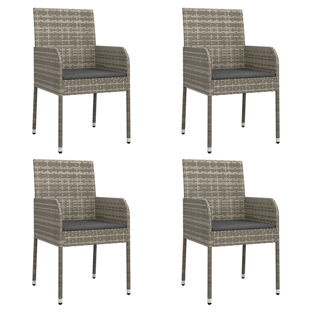 Vidaxl tuinstoelen 4 st met kussens poly rattan grijs