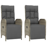 Vidaxl tuinstoelen 2 st verstelbaar met kussens poly rattan grijs