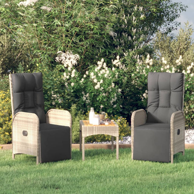 Vidaxl tuinstoelen 2 st verstelbaar met kussens poly rattan grijs
