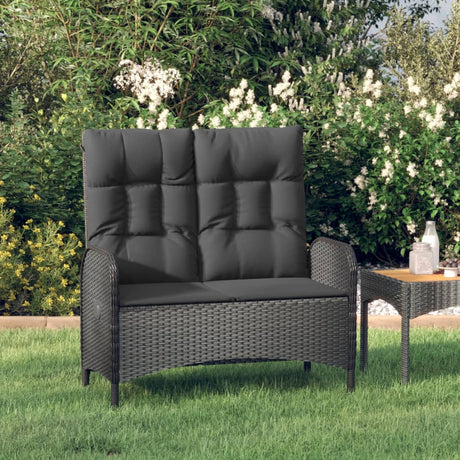 Vidaxl tuinbank verstelbaar met kussens 107 cm poly rattan zwart