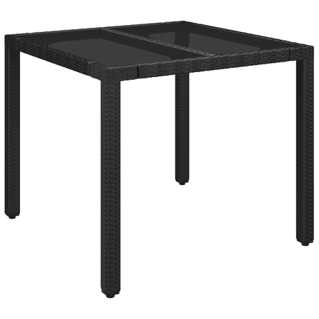Vidaxl tuintafel met glazen blad 90x90x75 cm poly rattan