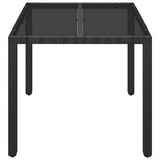 Vidaxl tuintafel met glazen blad 90x90x75 cm poly rattan