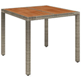 Vidaxl tuintafel met houten blad 90x90x75 cm poly rattan grijs