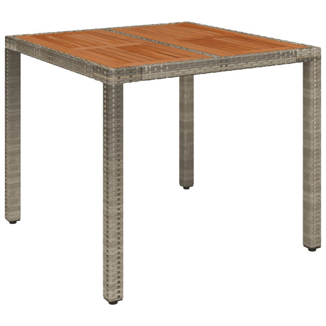 Vidaxl tuintafel met houten blad 90x90x75 cm poly rattan grijs