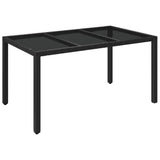 Vidaxl tuintafel met glazen blad 150x90x75 cm poly rattan zwart
