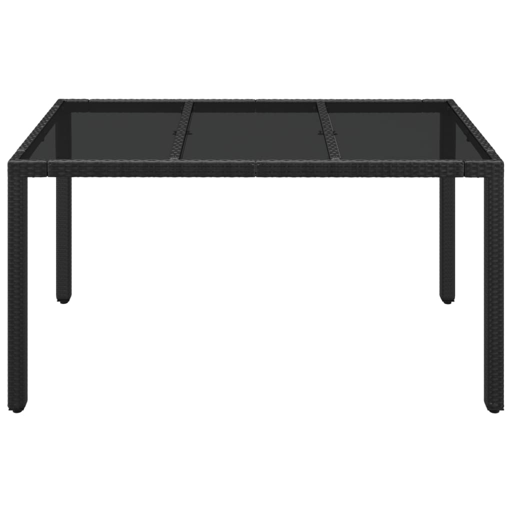 Vidaxl tuintafel met glazen blad 150x90x75 cm poly rattan zwart
