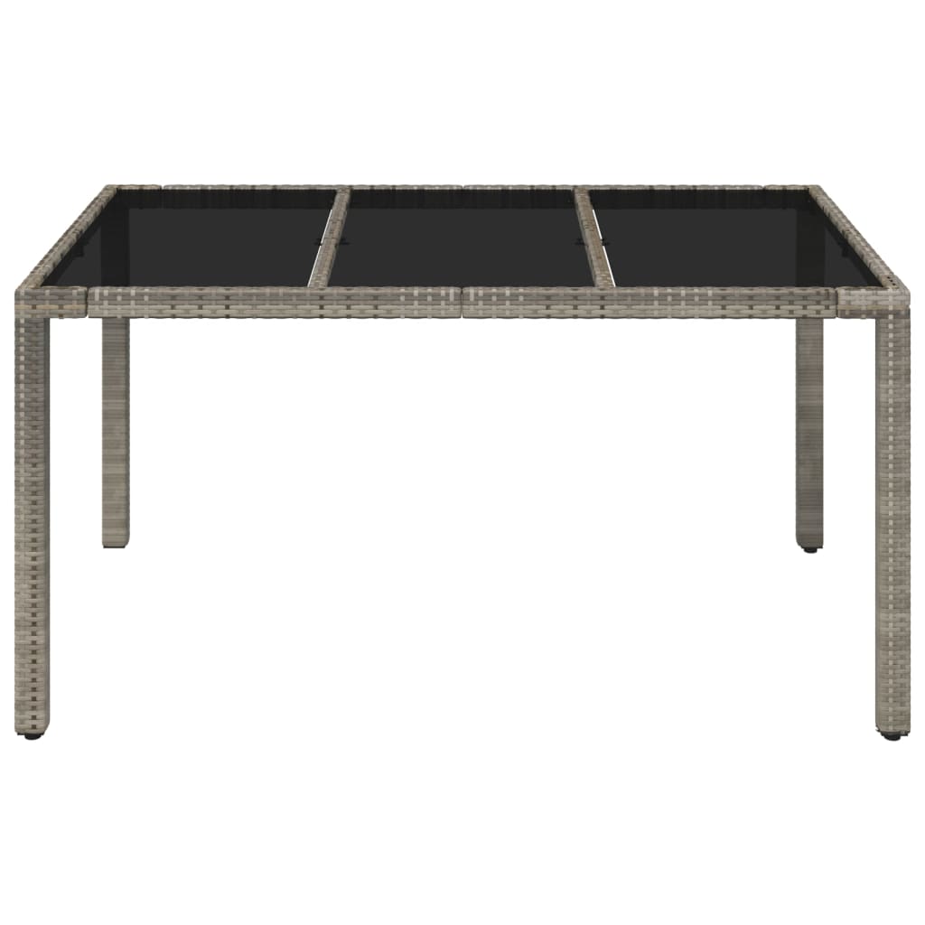 Vidaxl tuintafel met glazen blad 150x90x75 cm poly rattan grijs
