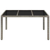 Vidaxl tuintafel met glazen blad 150x90x75 cm poly rattan grijs