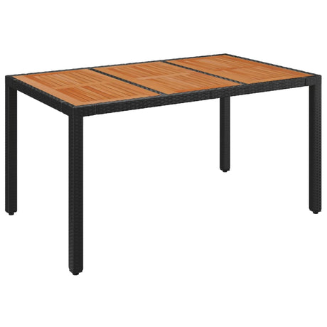 Vidaxl tuintafel met houten blad 150x90x75 cm poly rattan zwart