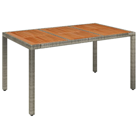 Vidaxl tuintafel met houten blad 150x90x75 cm poly rattan grijs