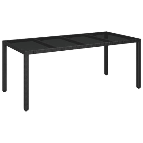 Vidaxl tuintafel met glazen blad 190x90x75 cm poly rattan zwart