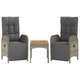 Vidaxl tuinstoelen 2 st verstelbaar met tafel poly rattan grijs