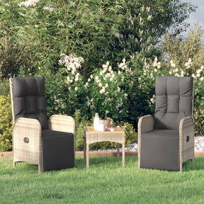 Vidaxl tuinstoelen 2 st verstelbaar met tafel poly rattan grijs