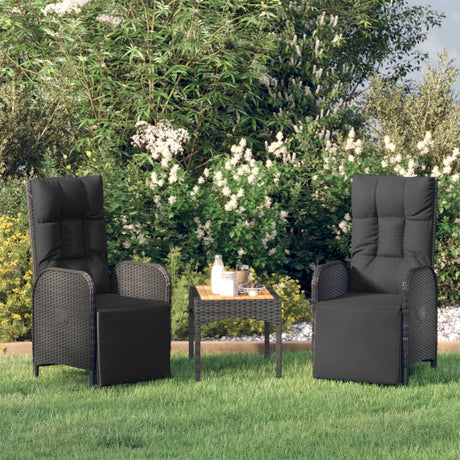 Vidaxl tuinstoelen 2 st verstelbaar met tafel poly rattan zwart