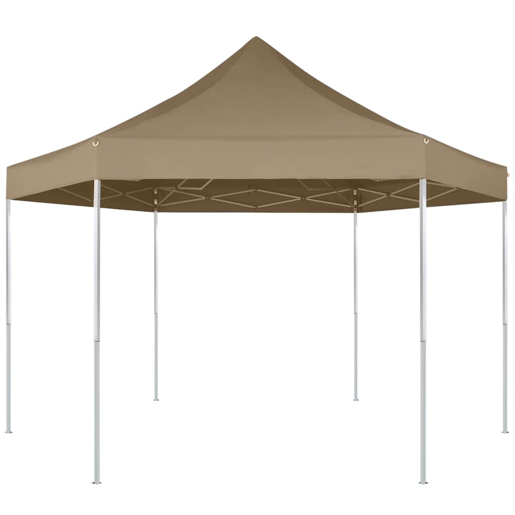 Vidaxl PartyTent Składany sześciokątny 3,6x3.1 M Taupe 220 g m²