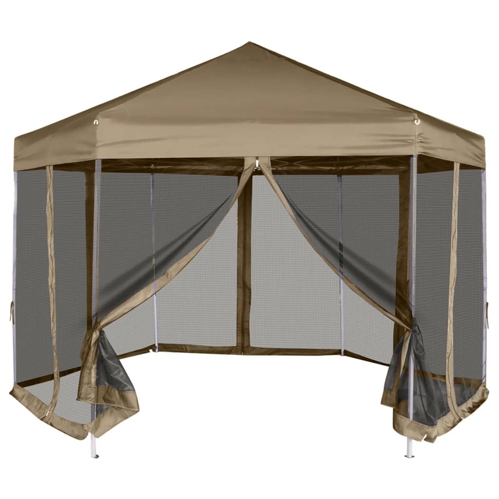 Vidaxl Party Tent con pareti esagonale 3.6x3,1 m Taupe 220 g m²