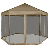 Vidaxl Party Tent con pareti esagonale 3.6x3,1 m Taupe 220 g m²