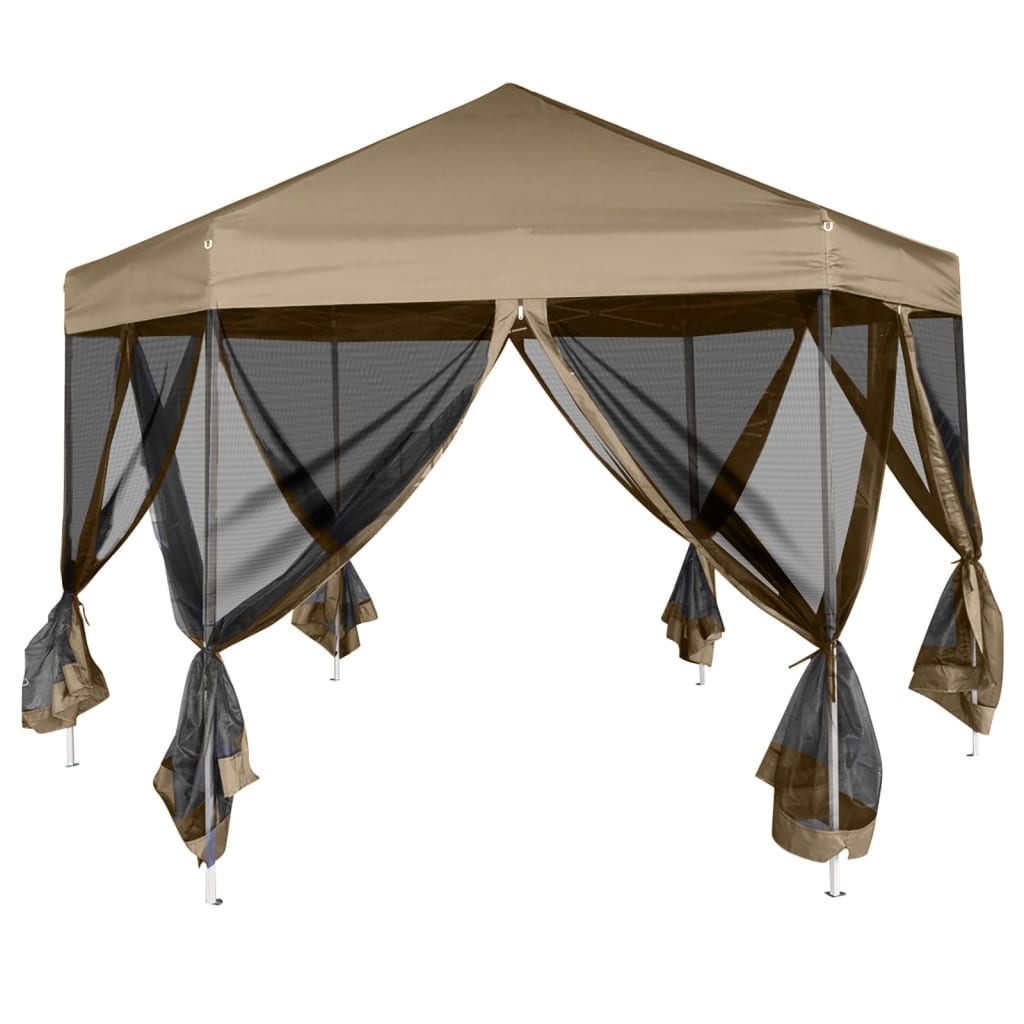 Vidaxl Party Tent con pareti esagonale 3.6x3,1 m Taupe 220 g m²