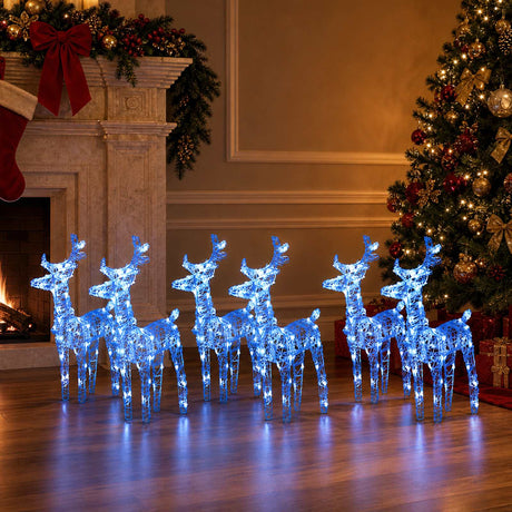 Vidaxl kerstrendieren 6 st 240 led's acryl blauw