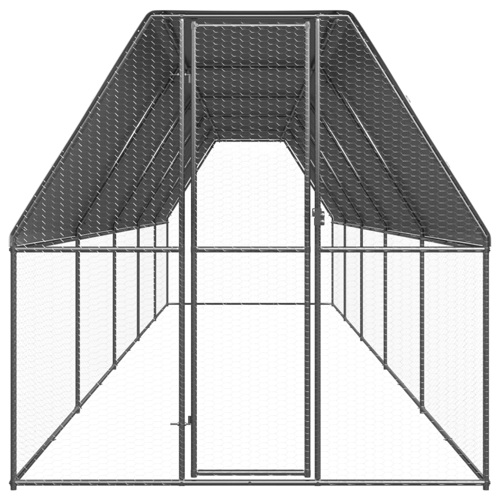 Vidaxl Buitenhok per polli 2x10x2 m Acciaio zincato