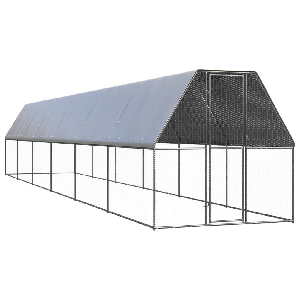 Vidaxl Buitenhok pour les poulets 2x12x2 m en acier galvanisé