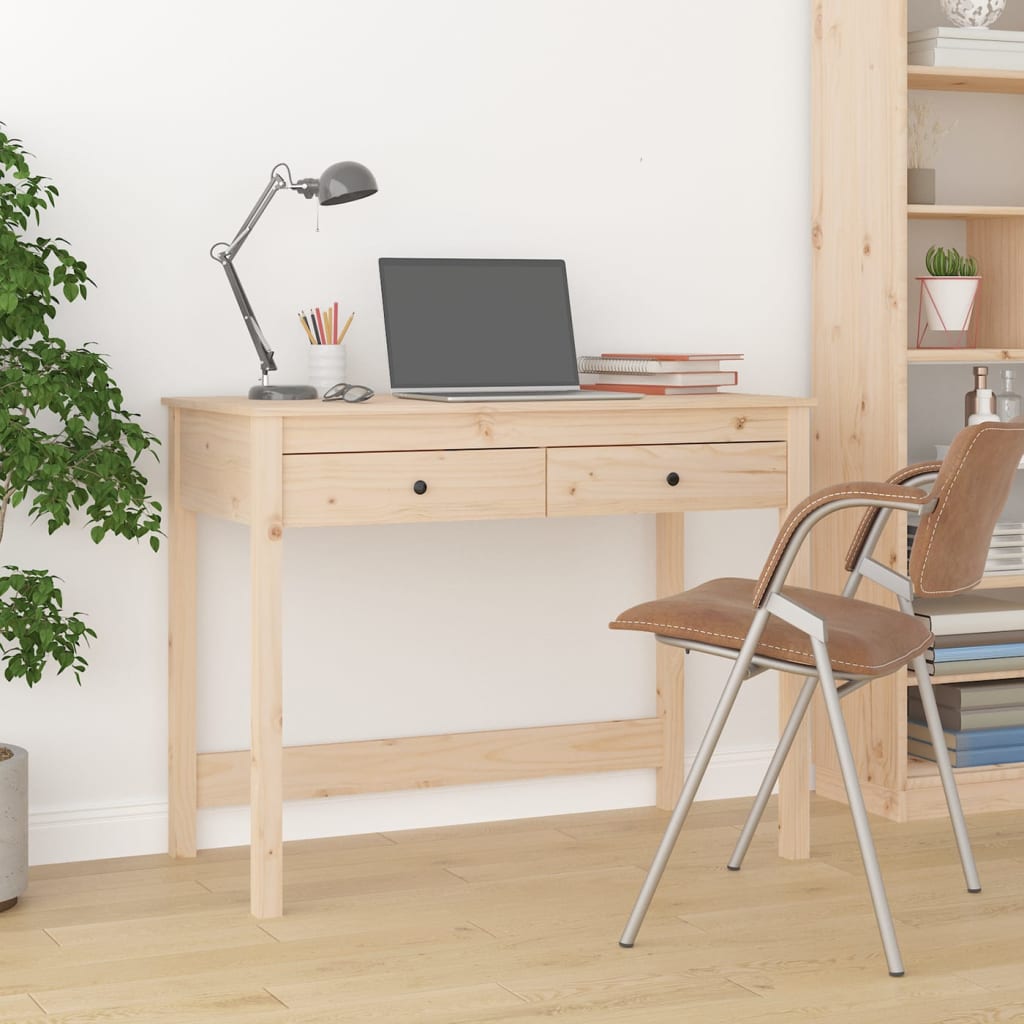 Vidaxl bureau met lades 100x50x78 cm massief grenenhout