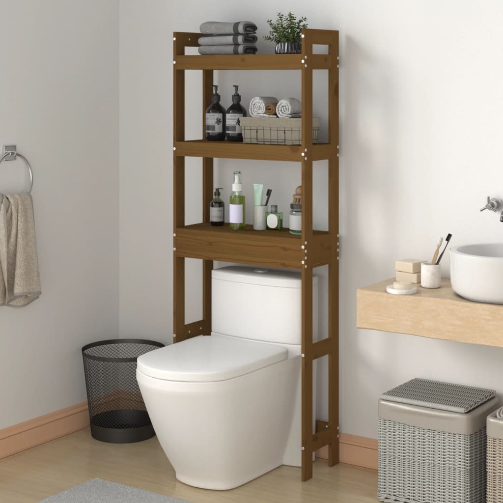 Rack per toilette Vidaxl 63x26x171 cm Miele di pino solido