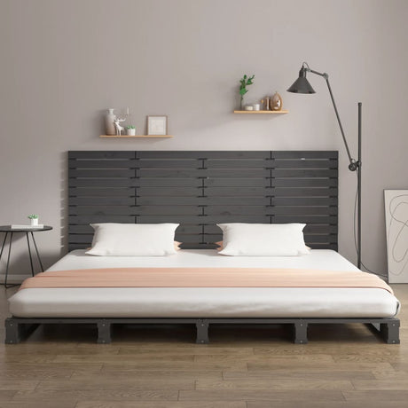 Vidaxl hoofdbord wandmontage 206x3x91,5 cm massief grenenhout grijs