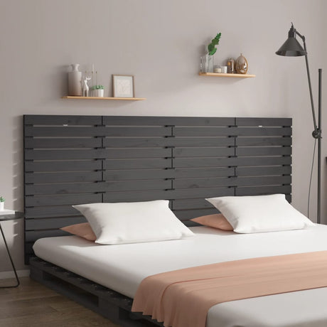 Vidaxl hoofdbord wandmontage 206x3x91,5 cm massief grenenhout grijs