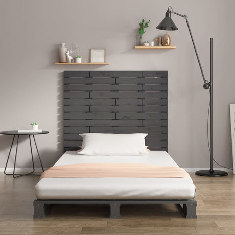 Vidaxl hoofdbord wandmontage 126x3x91,5 cm massief grenenhout grijs