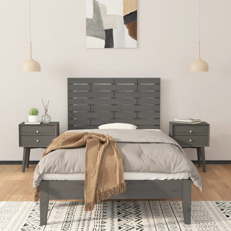 Vidaxl hoofdbord wandmontage 106x3x63 cm massief grenenhout grijs