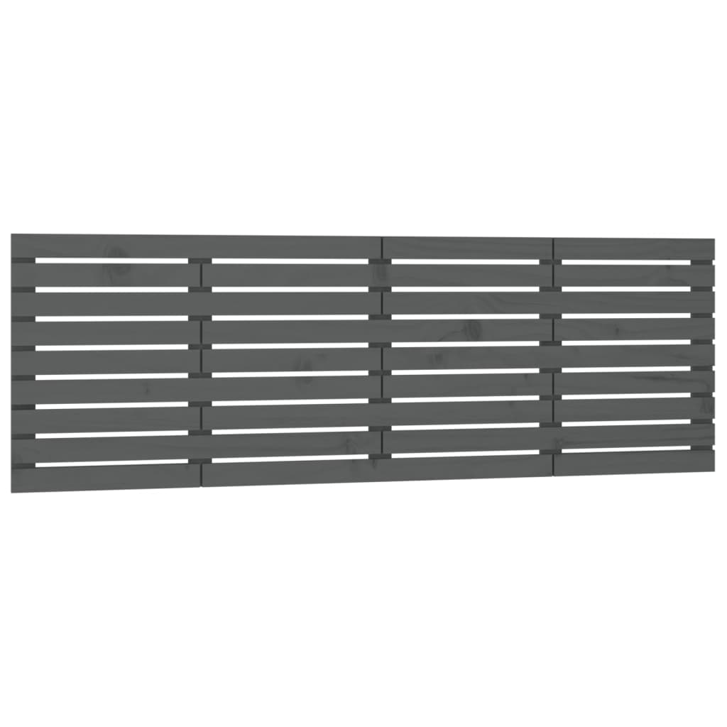 Vidaxl hoofdbord wandmontage 206x3x63 cm massief grenenhout grijs