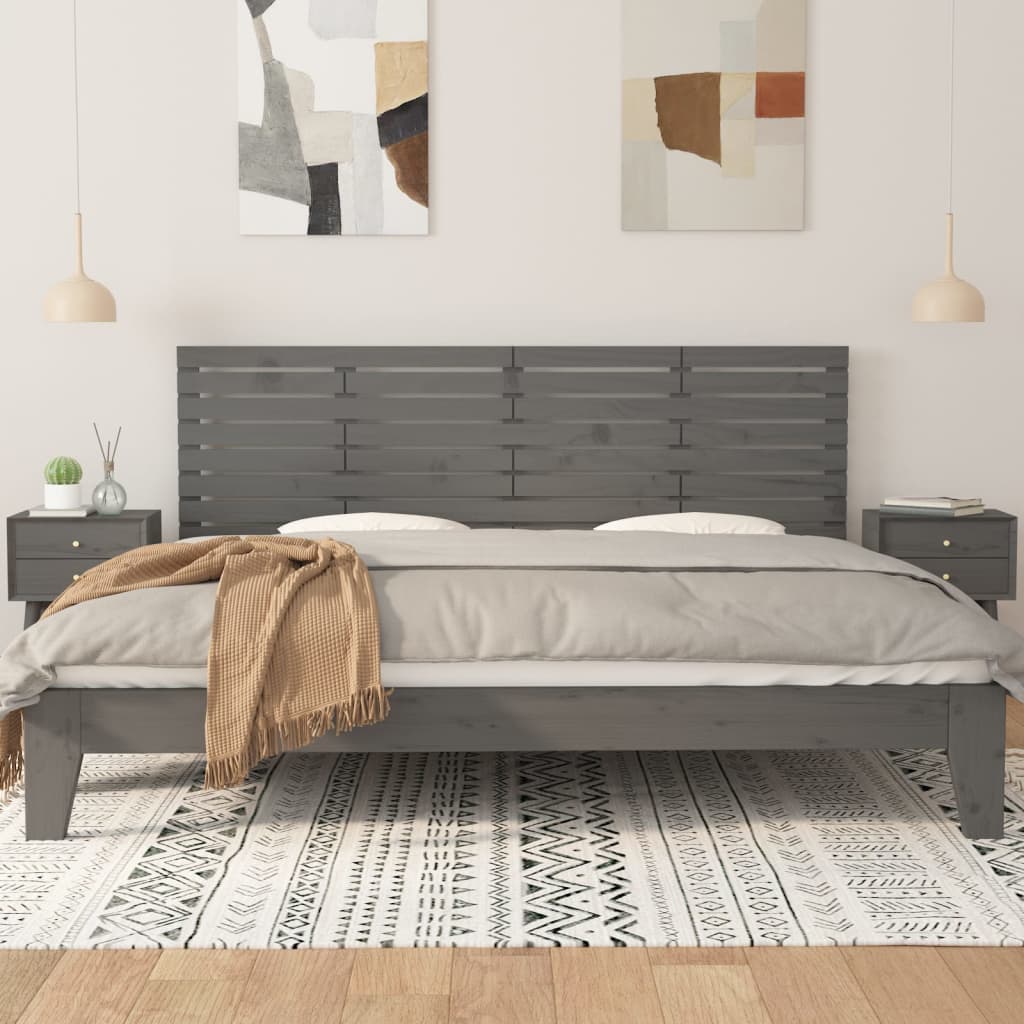 Vidaxl hoofdbord wandmontage 206x3x63 cm massief grenenhout grijs