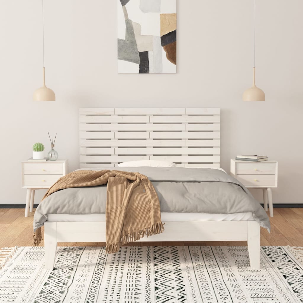 Vidaxl hoofdbord wandmontage 126x3x63 cm massief grenenhout wit