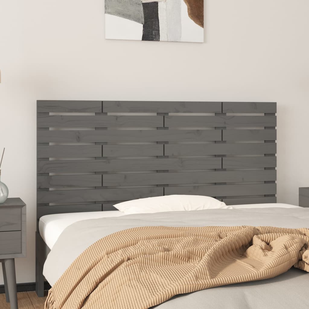 Vidaxl hoofdbord wandmontage 126x3x63 cm massief grenenhout grijs