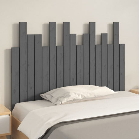 Vidaxl hoofdbord wandmontage 108x3x80 cm massief grenenhout grijs