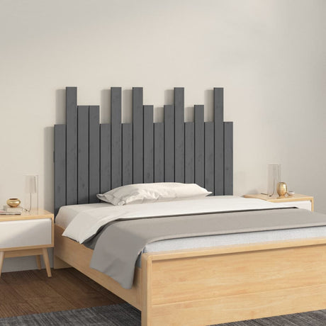 Vidaxl hoofdbord wandmontage 108x3x80 cm massief grenenhout grijs