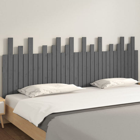 Vidaxl hoofdbord wandmontage 204x3x80 cm massief grenenhout grijs