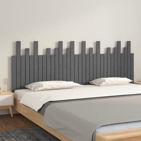 Vidaxl hoofdbord wandmontage 204x3x80 cm massief grenenhout grijs