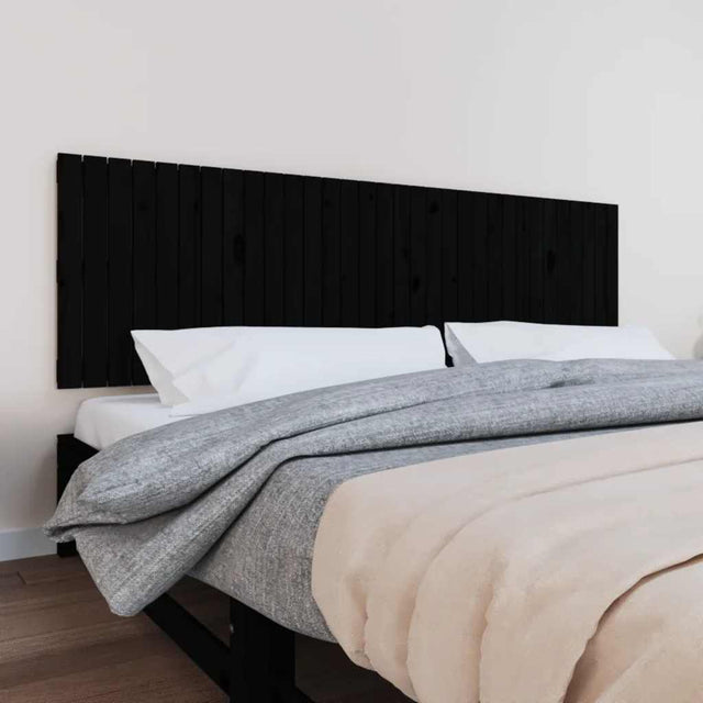Vidaxl wandhoofdbord 204x3x60 cm massief grenenhout zwart