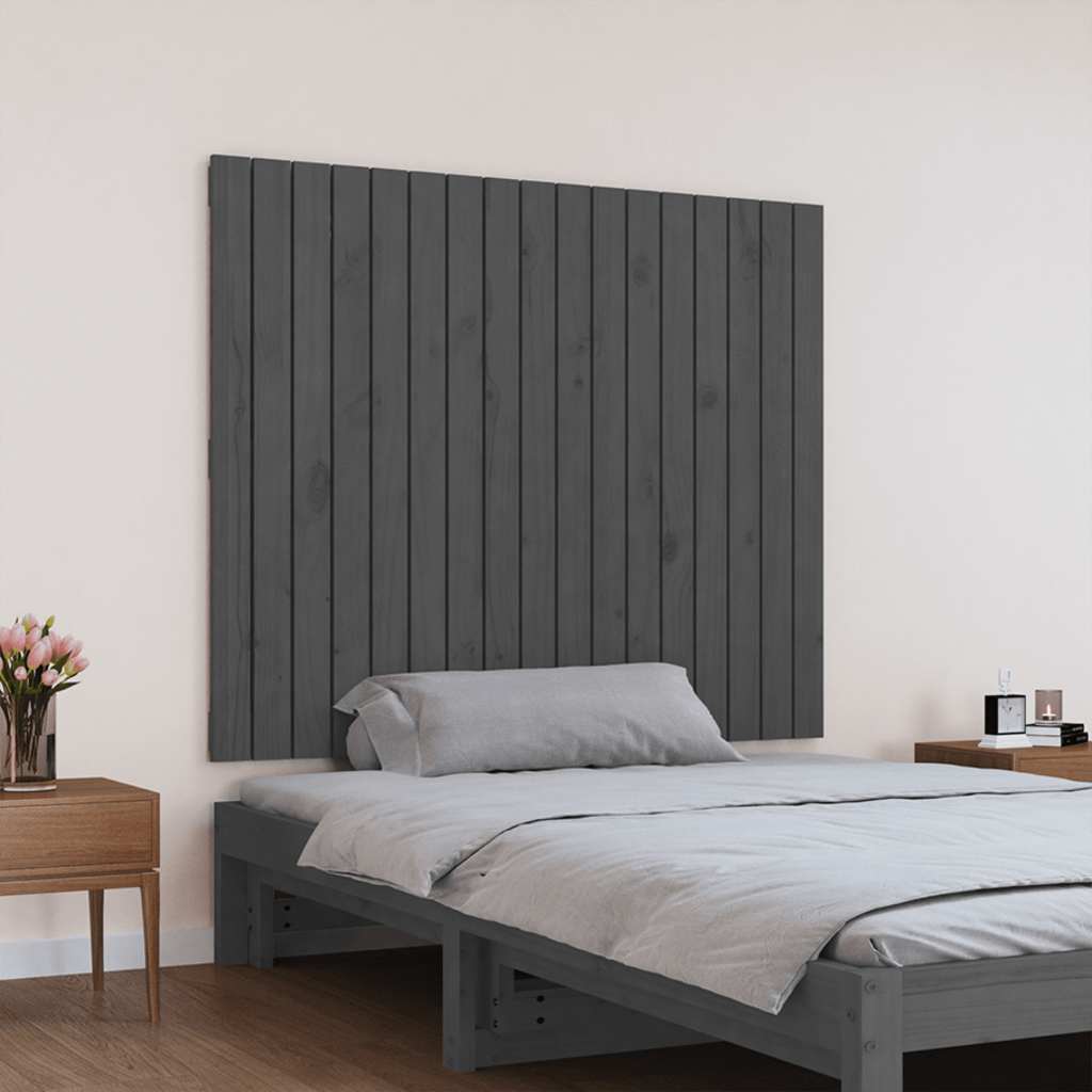 Vidaxl wandhoofdbord 108x3x90 cm massief grenenhout grijs