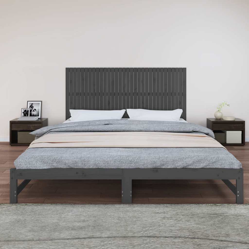 Vidaxl wandhoofdbord 204x3x90 cm massief grenenhout grijs