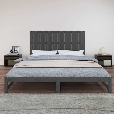Vidaxl wandhoofdbord 204x3x90 cm massief grenenhout grijs